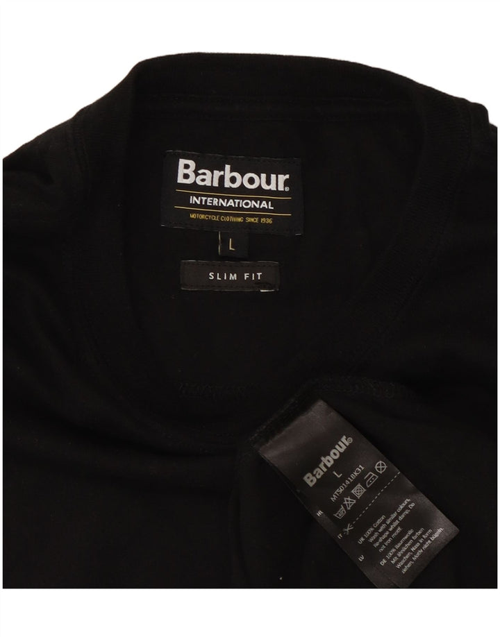 Barbour Mens Slim Fit T-shirt Top Large in cotone nero