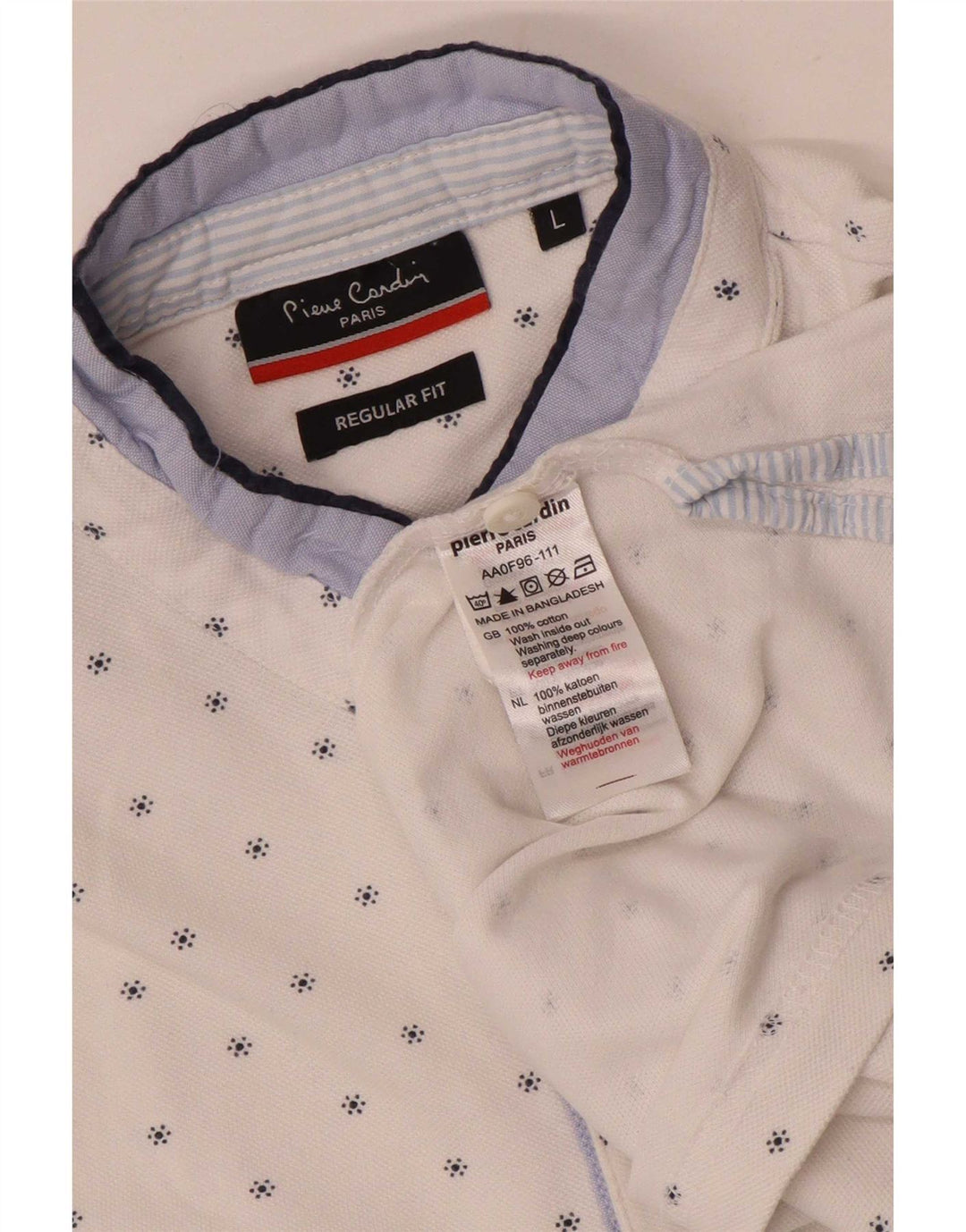 Polo da uomo con motivo astratto Pierre Cardin, grande cotone bianco