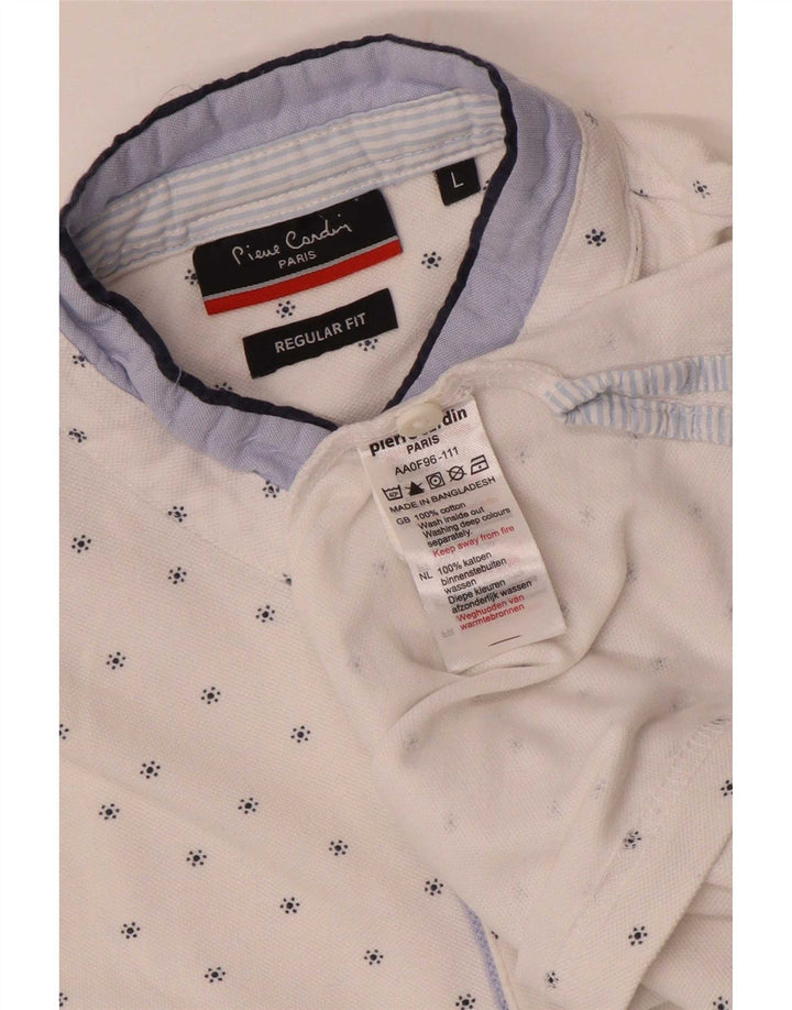 Polo da uomo con motivo astratto Pierre Cardin, grande cotone bianco
