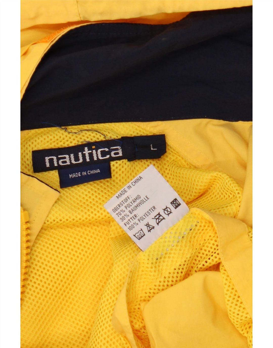 Giacca antipioggia da uomo con cappuccio Nautica UK 40 Large Giallo Poliammide