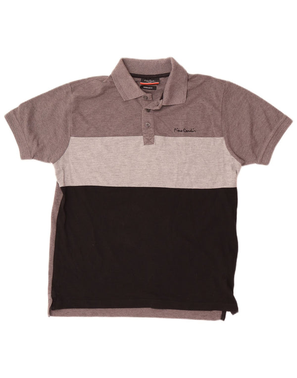 Polo da uomo dalla vestibilità regolare Pierre Cardin, piccola, in poliestere color block grigio