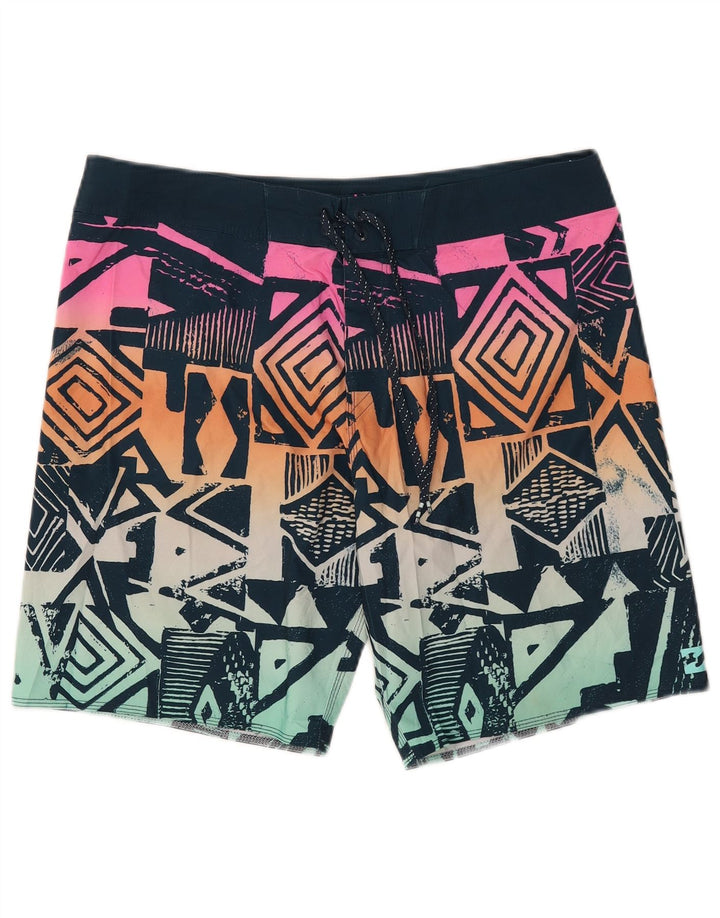 Pantaloncini da bagno da uomo Billabong di grandi dimensioni in poliestere geometrico multicolore
