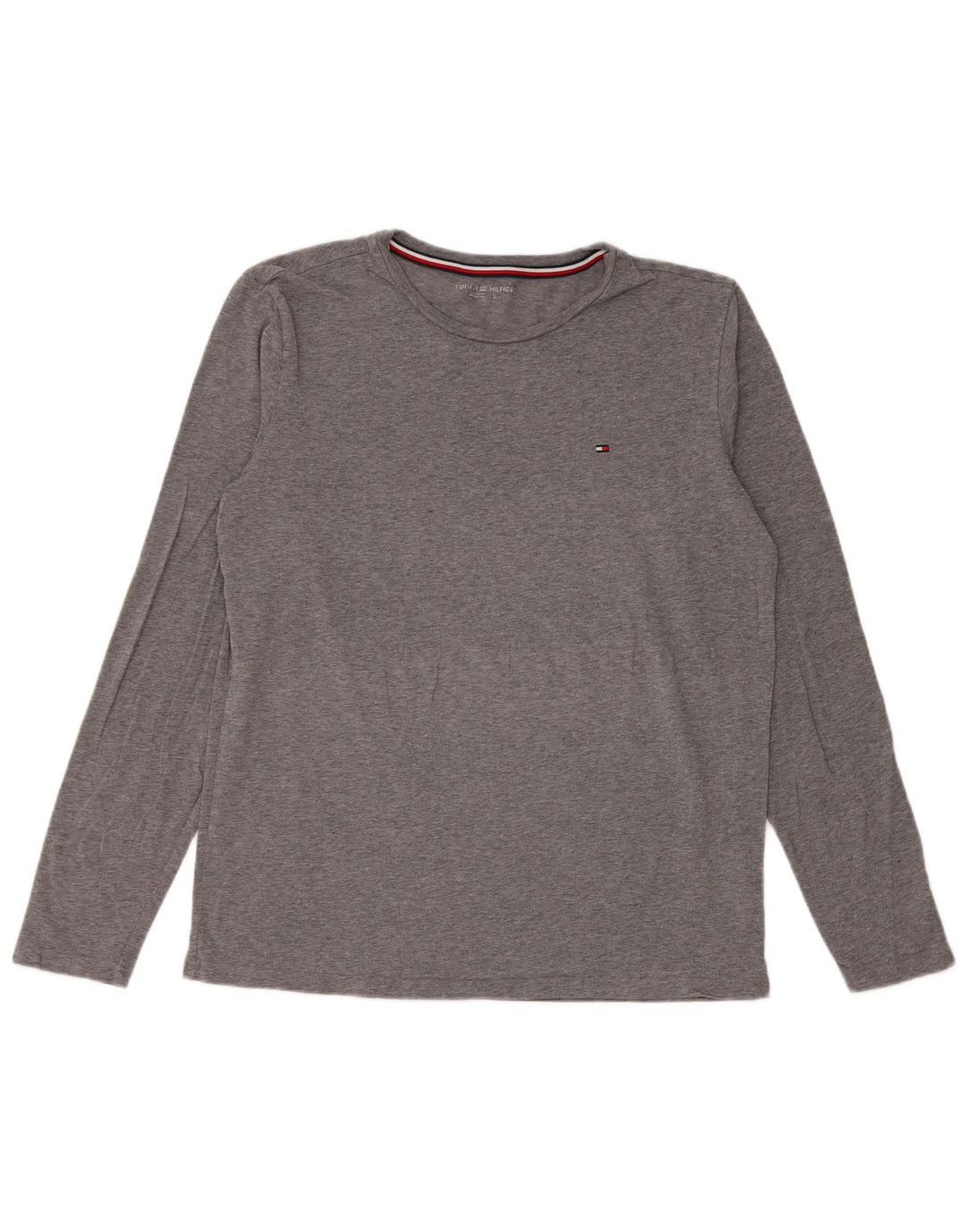 TOMMY HILFIGER Top da uomo a maniche lunghe in poliestere grigio medio