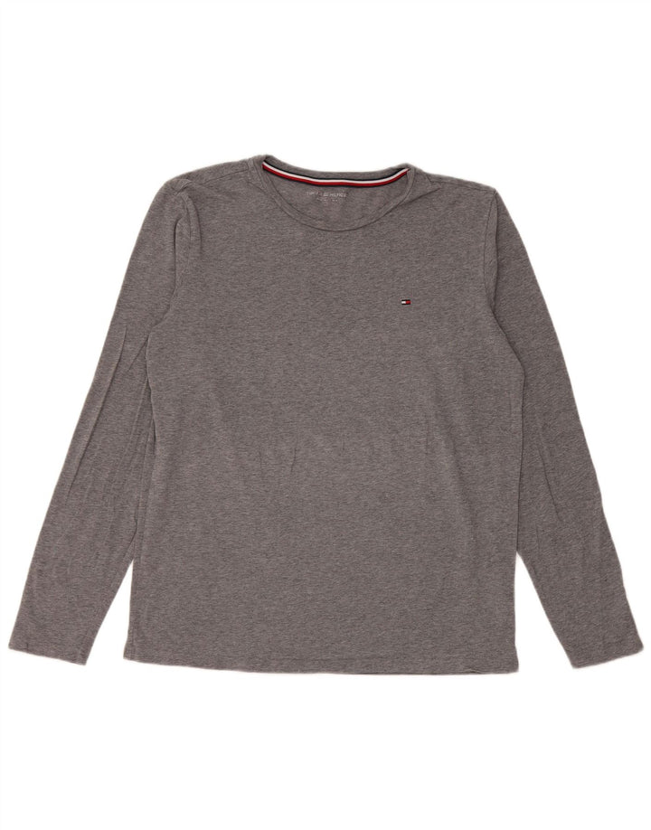 TOMMY HILFIGER Top da uomo a maniche lunghe in poliestere grigio medio