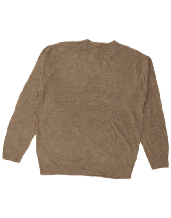 Maglione da uomo Marks & Spencer vestibilità regolare con scollo a V grande cotone beige