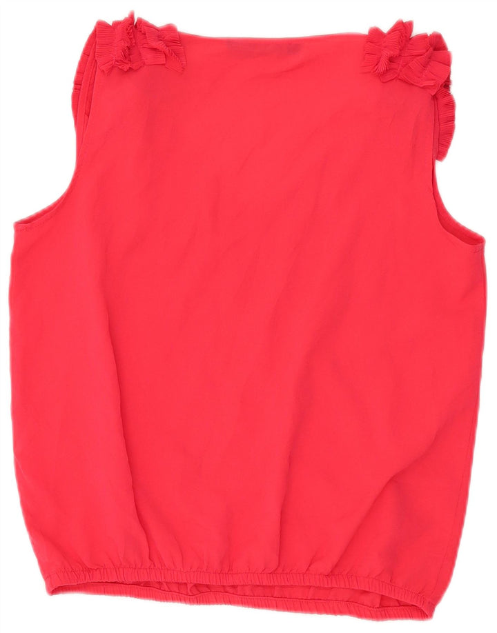 Camicetta senza maniche da donna Zara con volant sul davanti UK 14 rosso medio