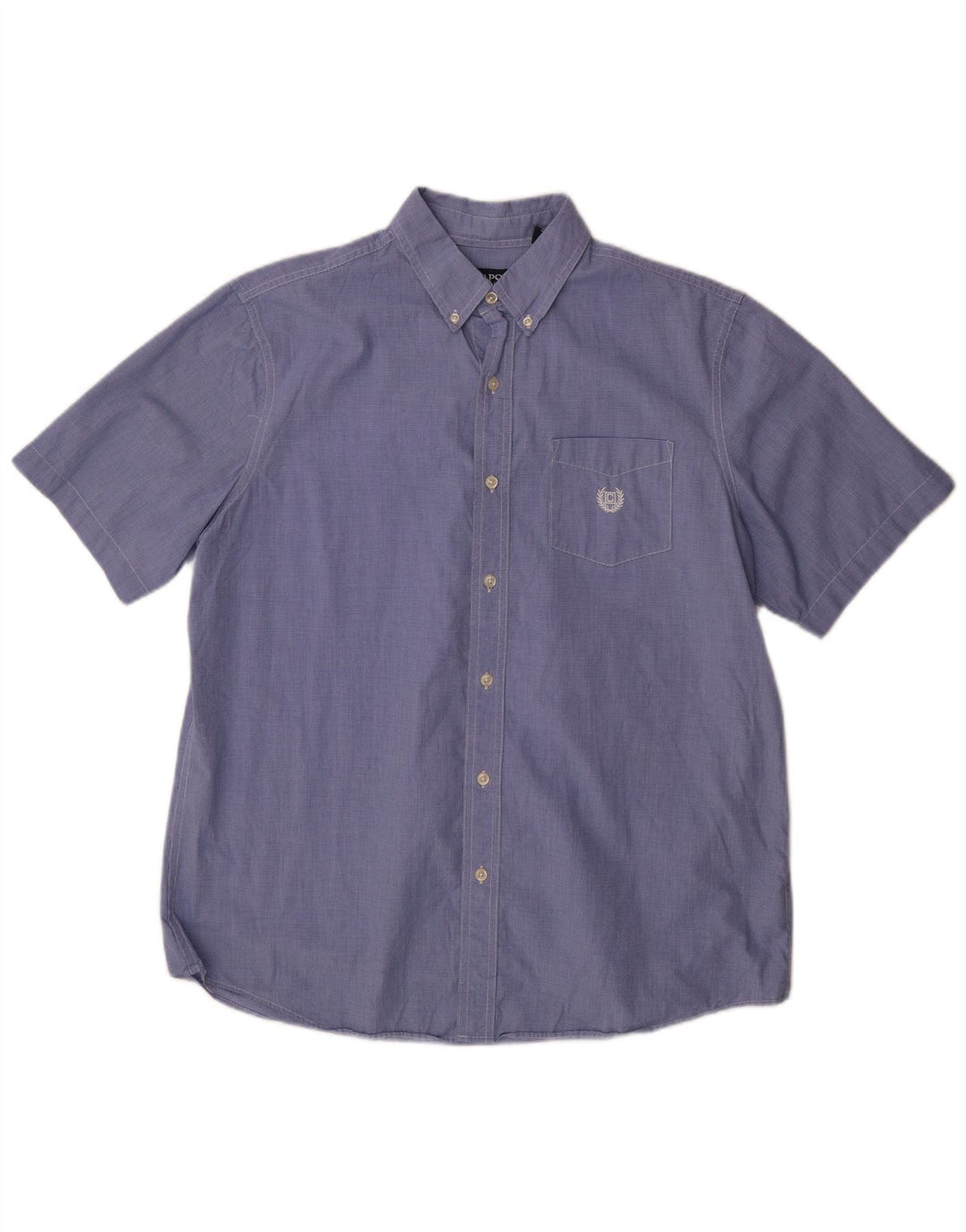 Camicia a maniche corte da uomo Chaps Large in cotone pied de poule blu