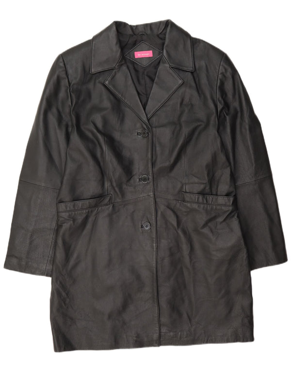 Cappotto vintage in pelle da donna UK 16 grande Nero