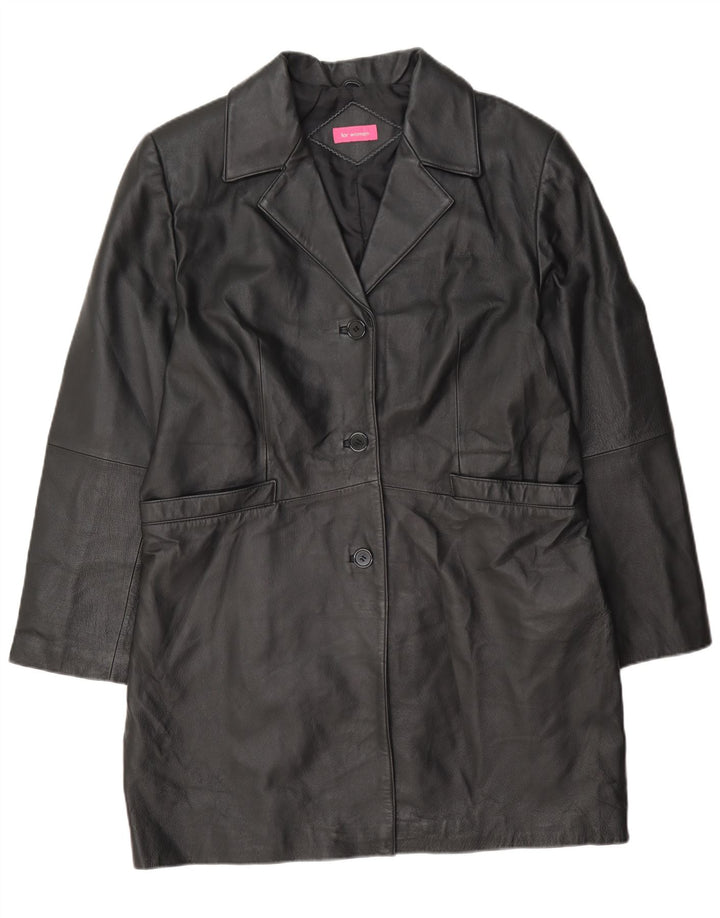 Cappotto vintage in pelle da donna UK 16 grande Nero
