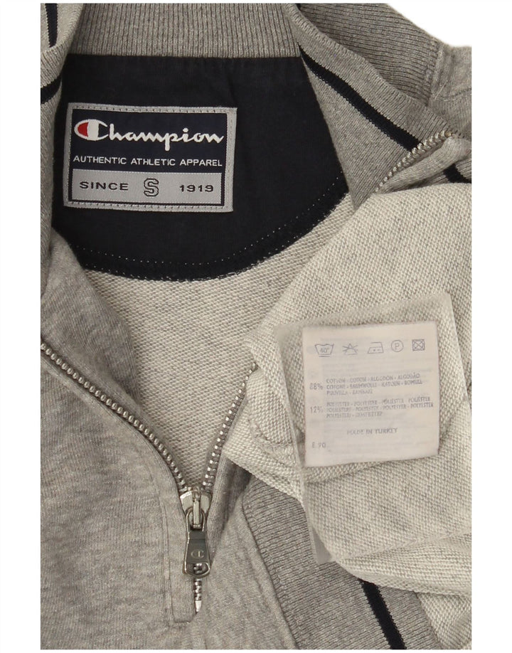 CHAMPION Felpa con collo con zip grafica da uomo Maglione piccolo in cotone grigio
