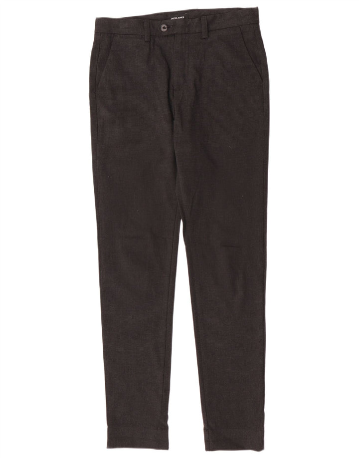 Pantaloni da abito slim da uomo Jack & Jones W30 L32 poliestere pied de poule grigio