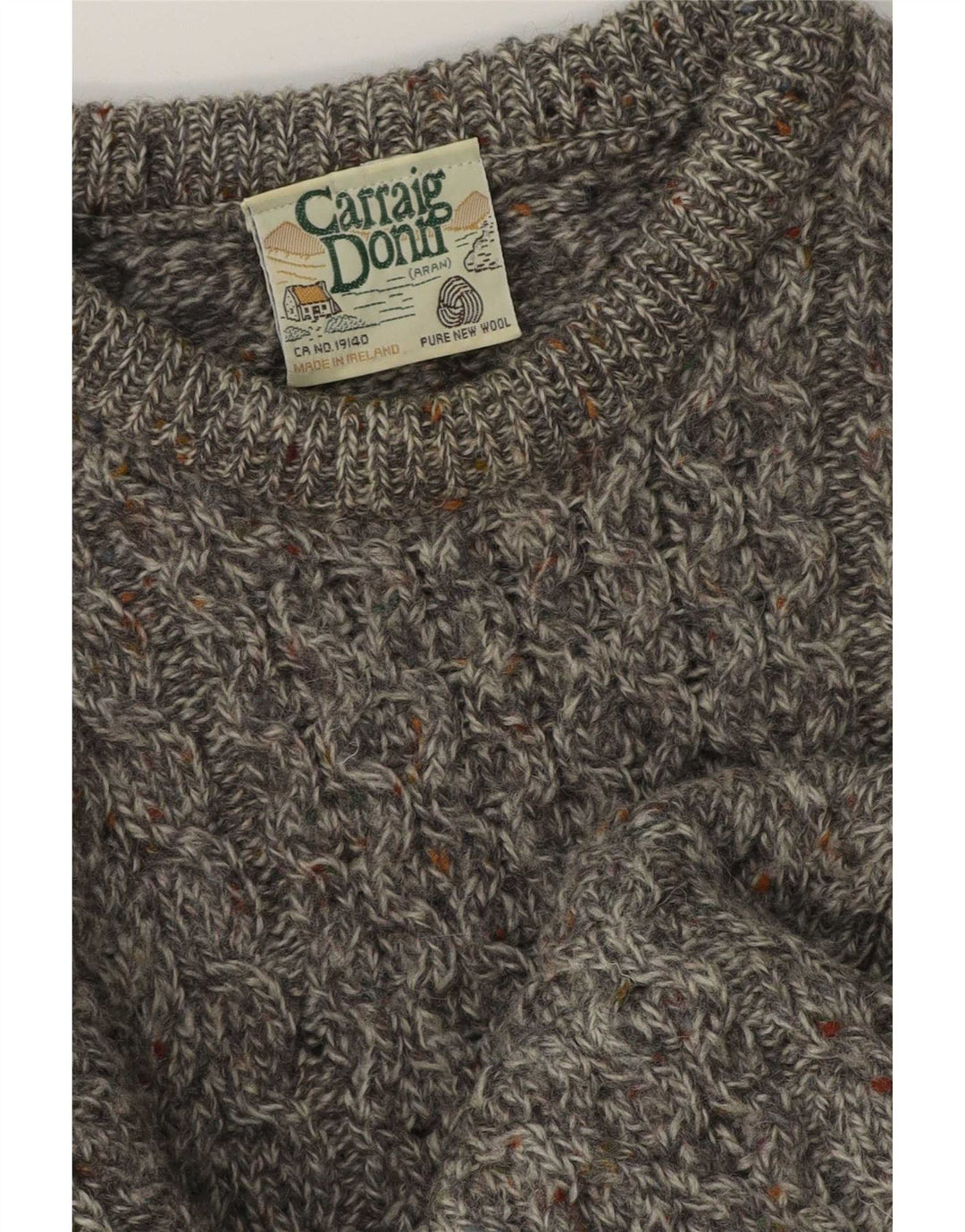 Maglione da uomo Carraig Donn in lana vergine grigio medio