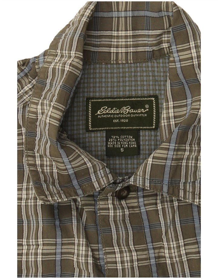 EDDIE BAUER Camicia a maniche corte da uomo in cotone a quadri grigio piccolo