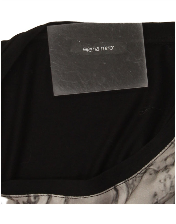 ELENA MIRO Top grafico da donna manica lunga UK 18 XL Nero