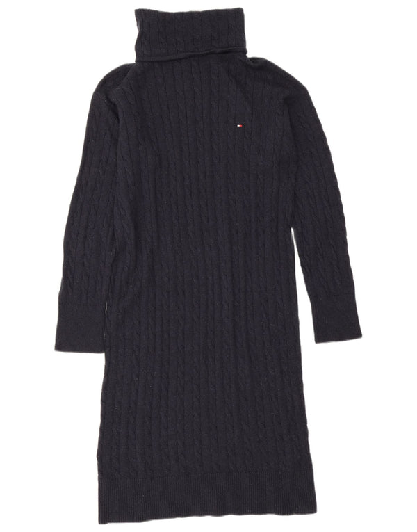 Abito maglione da donna con collo alto Tommy Hilfiger UK 14 Lana blu navy media