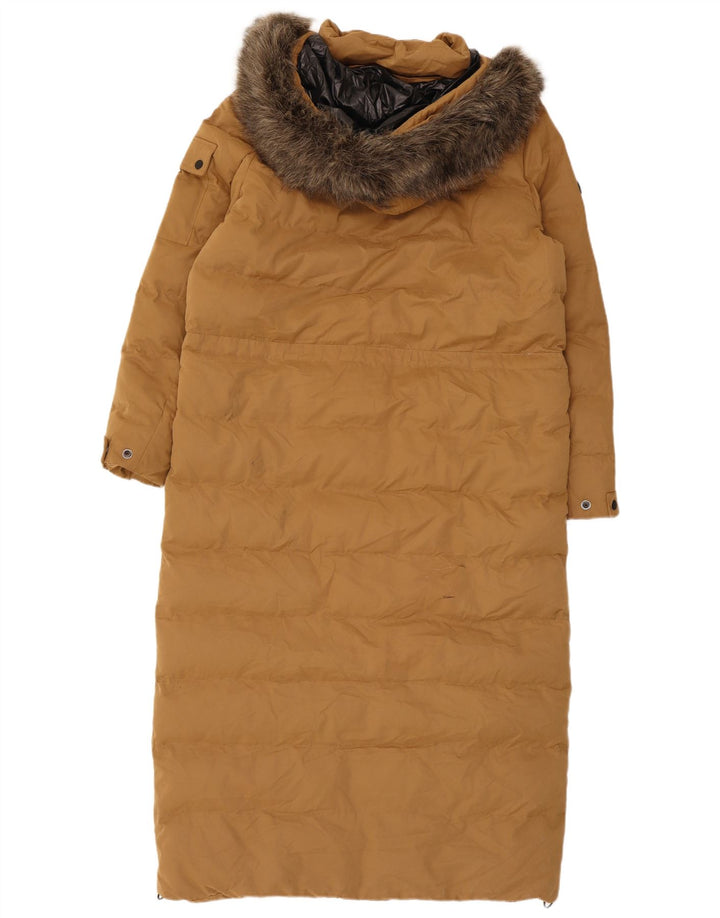 Cappotto imbottito con cappuccio da donna Superdry UK 12 Poliestere beige medio