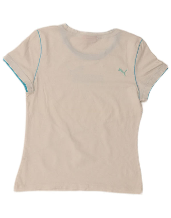 T-shirt grafica da donna Puma UK 14 grande bianca