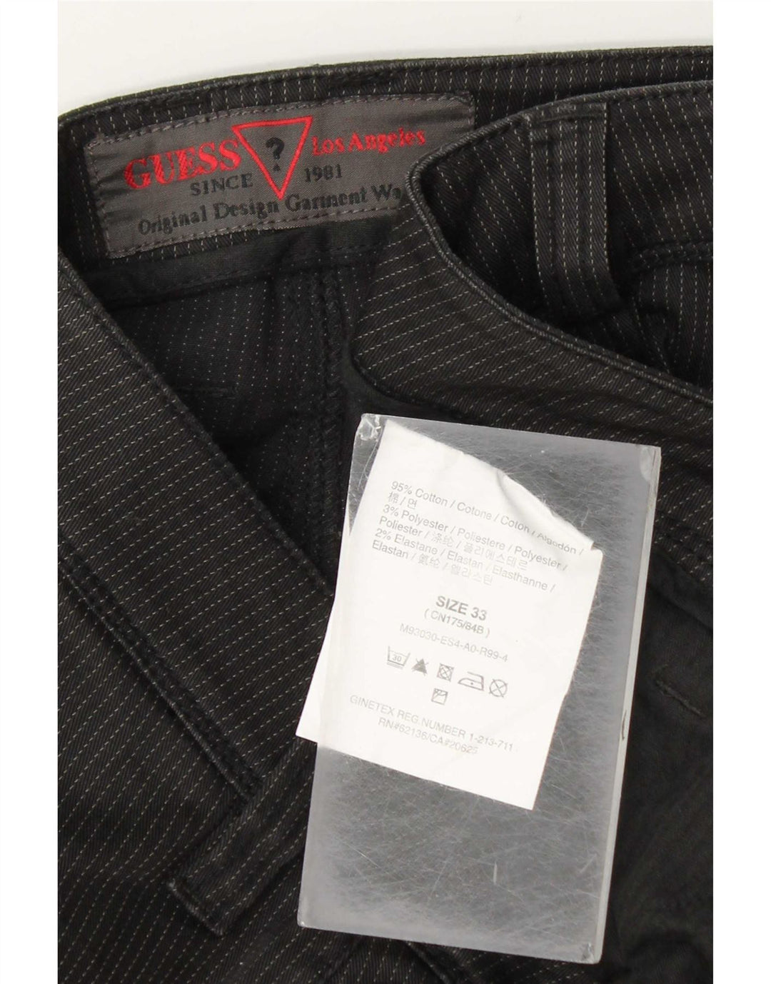 Jeans dritti da uomo Guess W33 L32 cotone a righe nere
