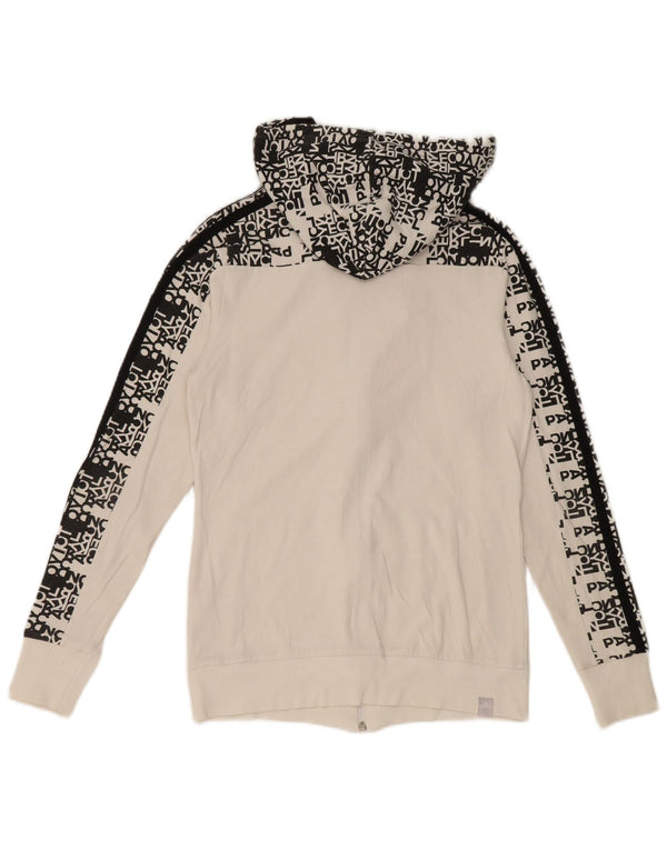 Maglione con cappuccio e zip grafica da donna Adidas UK 10 piccolo cotone bianco