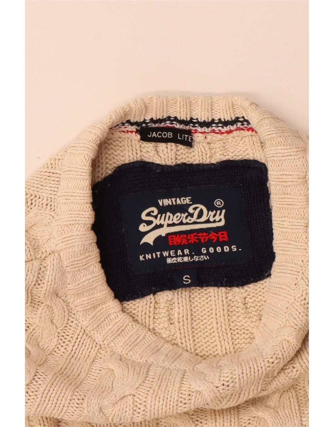 Maglione da uomo girocollo Superdry in cotone beige piccolo