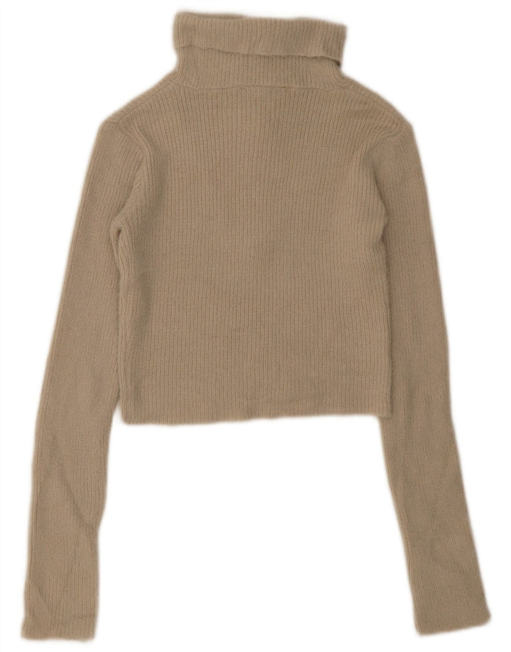 Maglione corto con collo con zip da donna Zara UK 12 Beige medio