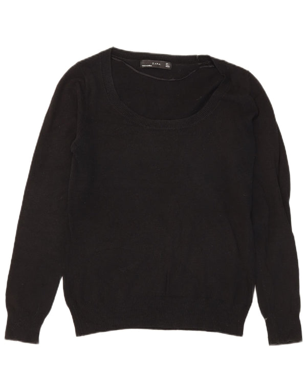 Maglione maglione con scollo a barca da donna Zara UK 14 grande nero