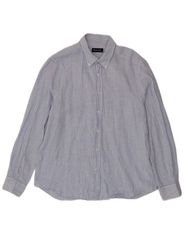 Camicia Uomo Massimo Dutti XL Gessato Blu