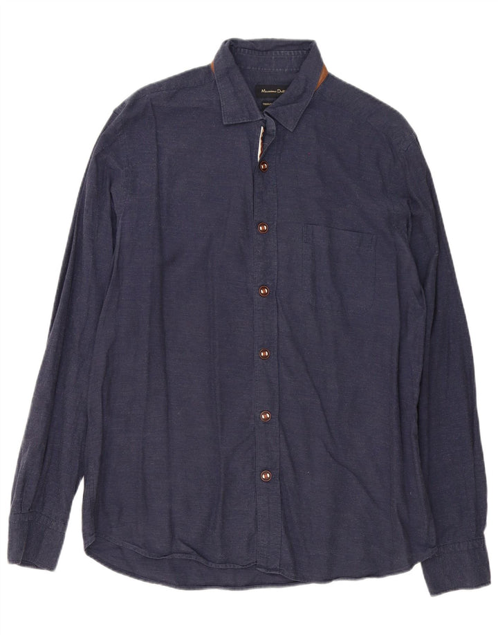 Camicia da uomo Massimo Dutti grande blu navy