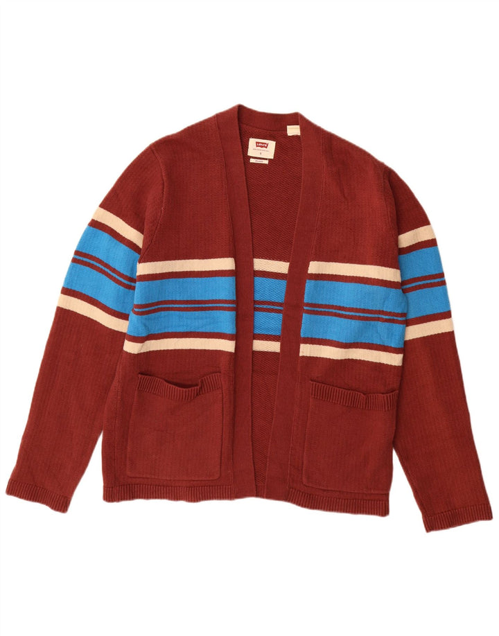 LEVI'S Maglione cardigan oversize da uomo dalla vestibilità comoda a righe piccole marroni