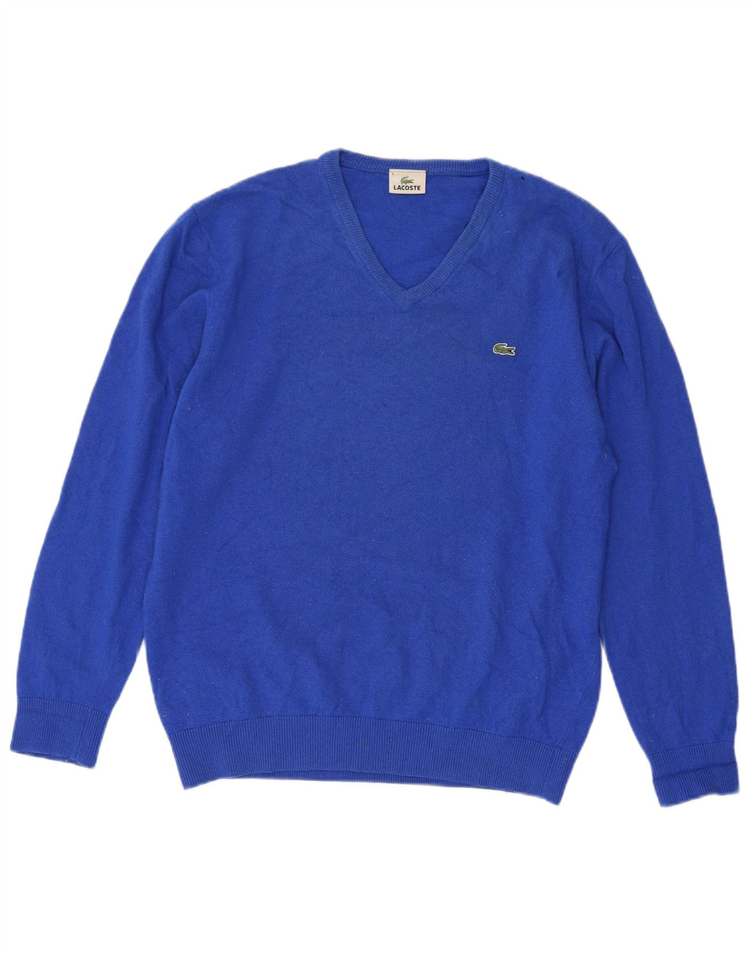 Maglione maglione da uomo con scollo a V Lacoste taglia 6 XL lana vergine blu