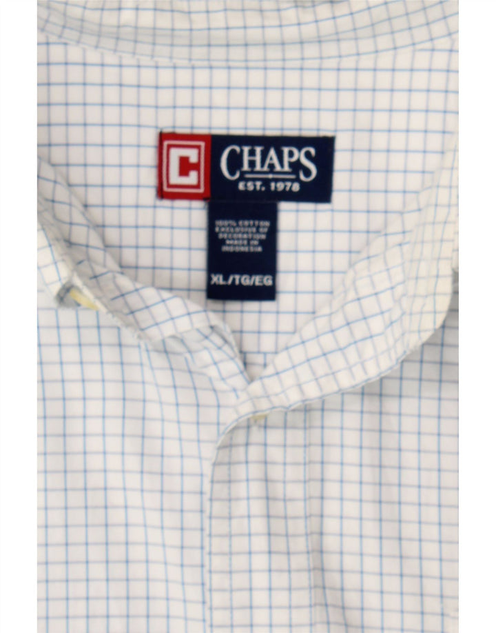 CHAPS Mens Shirt XL White Check Cotton Vintage Chaps and Second-Hand Chaps from Messina Hembry 