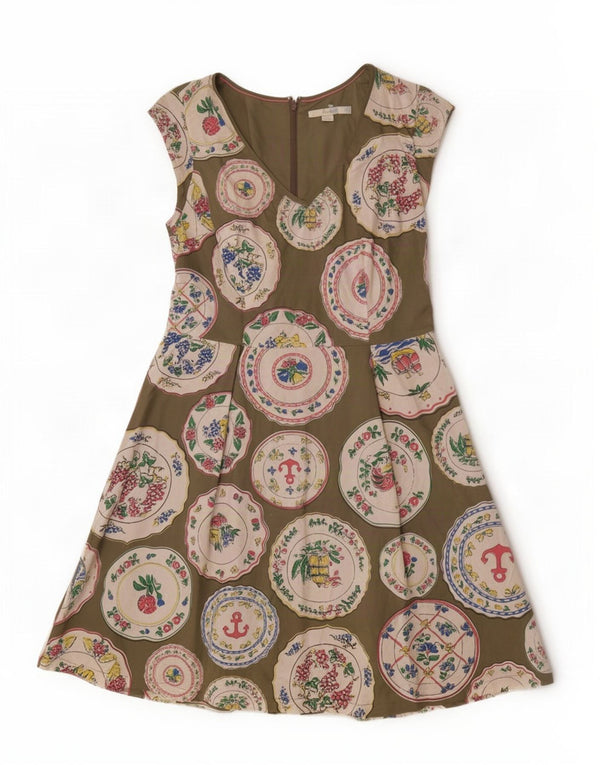Abito da donna a linea A con grafica Boden UK 14 Grande cotone floreale verde