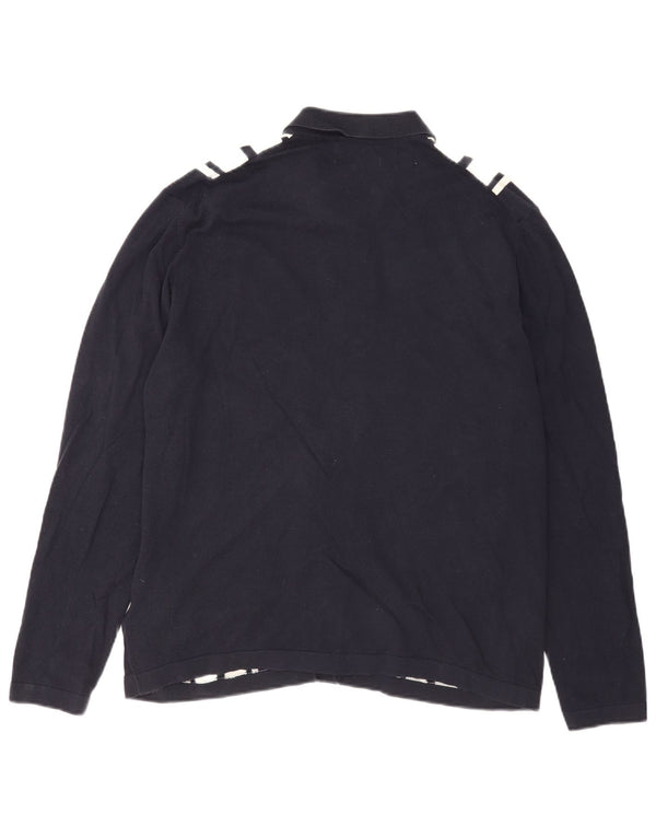 Maglione cardigan da uomo Marks & Spencer grande cotone a righe blu navy