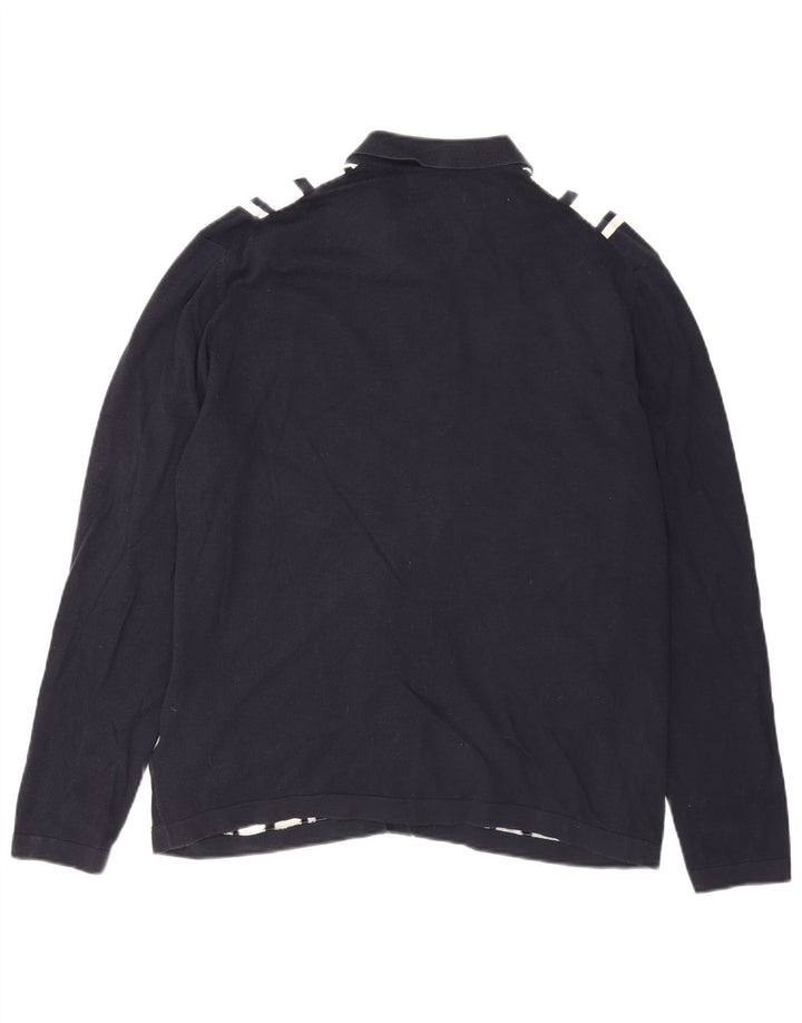 Maglione cardigan da uomo Marks & Spencer grande cotone a righe blu navy