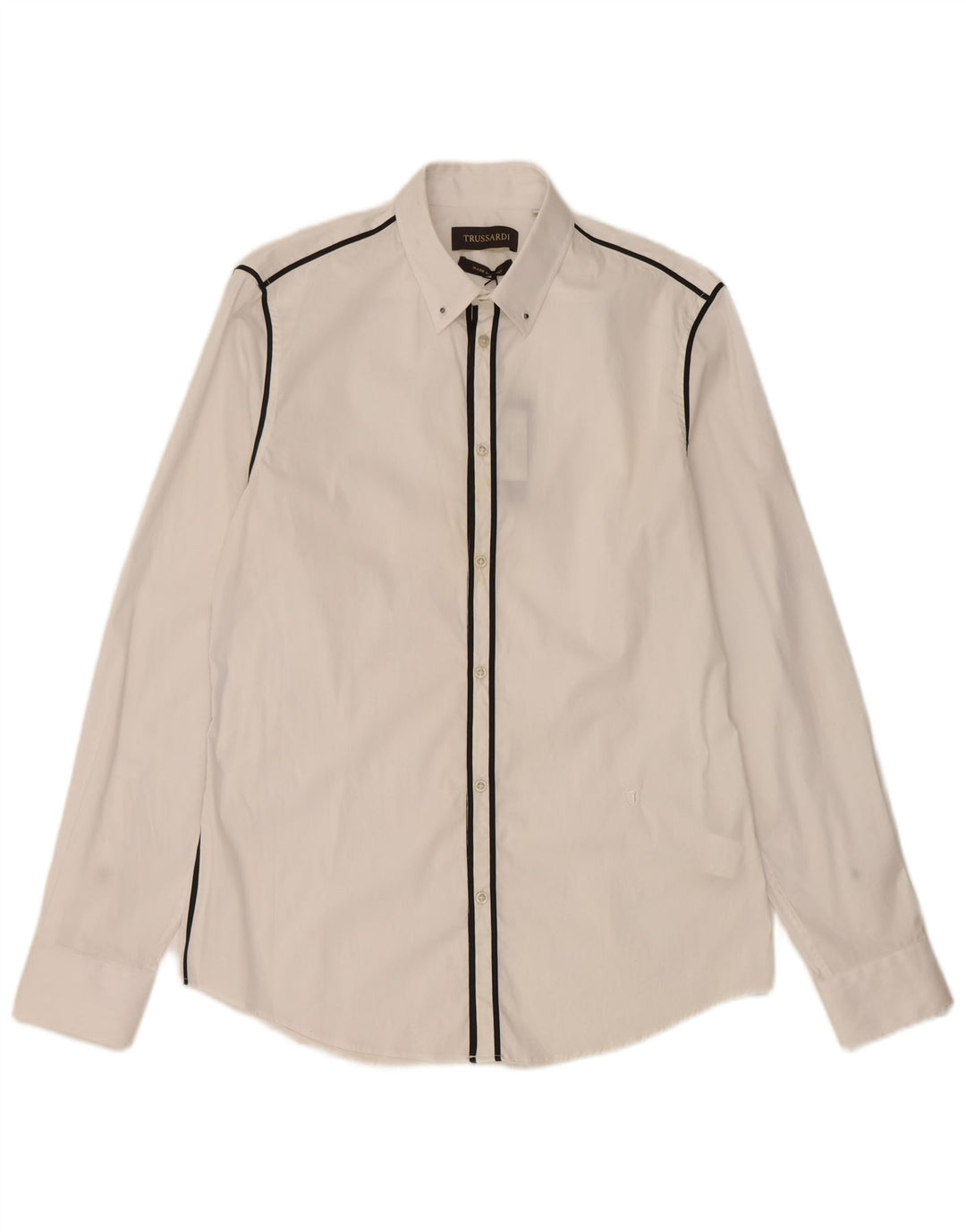 Camicia Trussardi Uomo Taglia 40 Cotone Rigato Medio Bianco