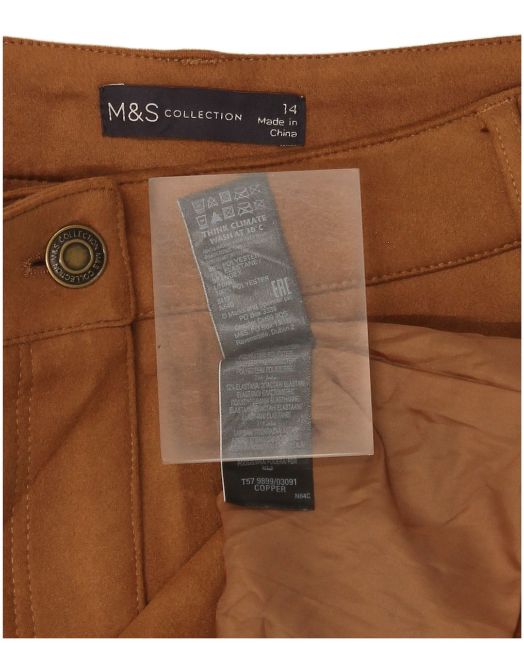Minigonna da donna Marks & Spencer UK 14 Large W34 Poliestere beige