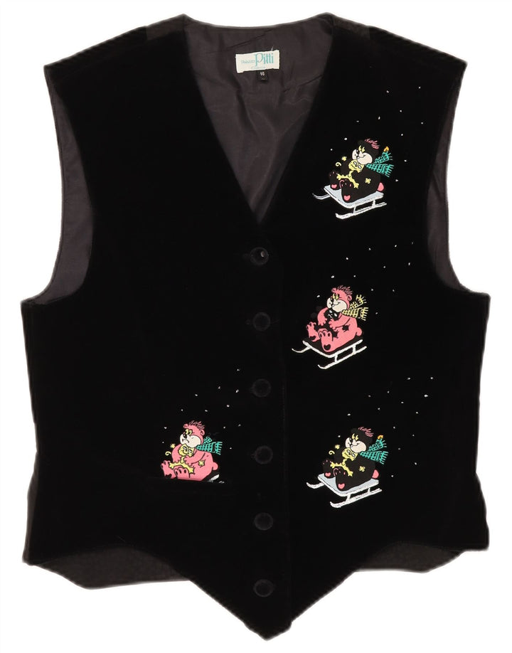 Gilet grafico da donna PITTI EU 40 lino medio nero
