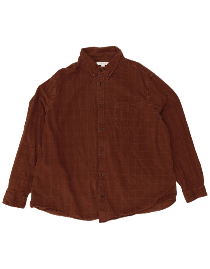 Camicia da uomo Marks & Spencer 3XL cotone a quadri marrone