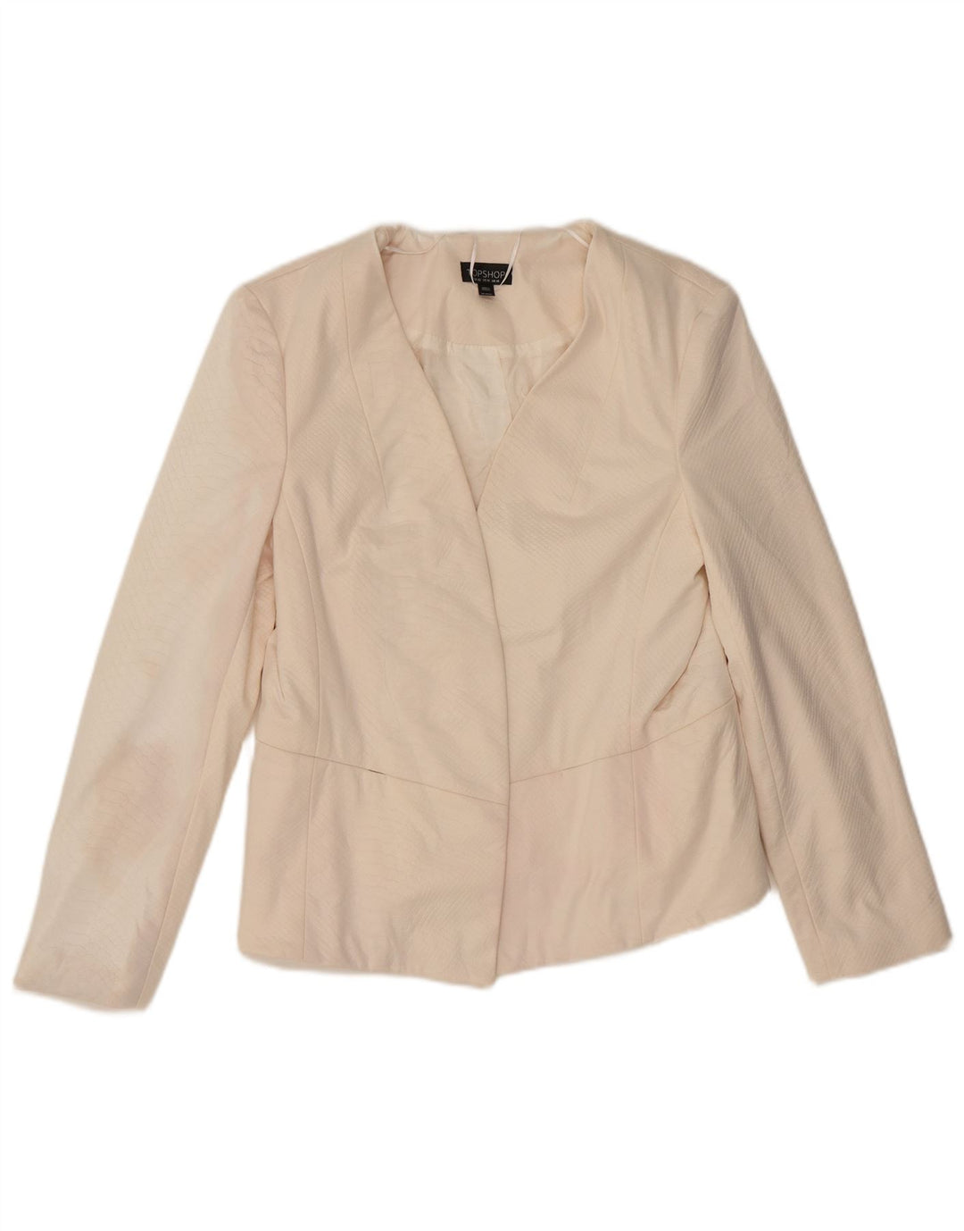 Giacca blazer aperta da donna Topshop UK 14 grande stampa animalier bianco sporco