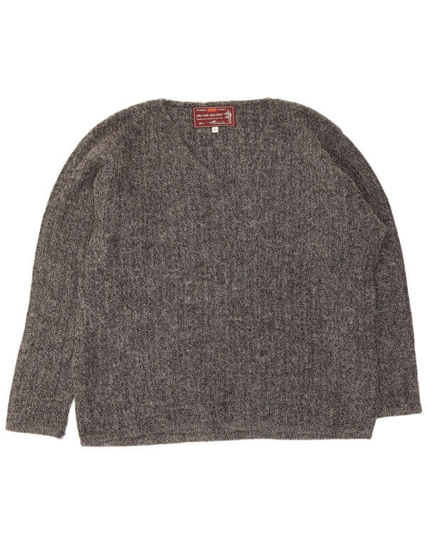 Maglione da uomo con scollo a V Rifle, grande, in acrilico grigio