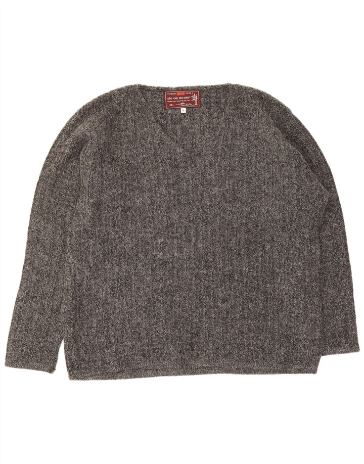 Maglione da uomo con scollo a V Rifle, grande, in acrilico grigio