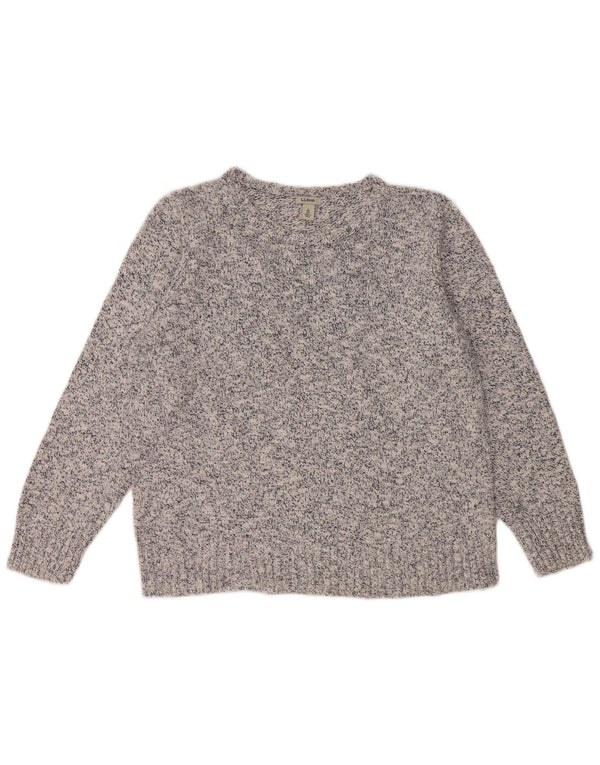 L.L.Bean maglione da donna con scollo a barca UK 18 XL cotone screziato bianco sporco