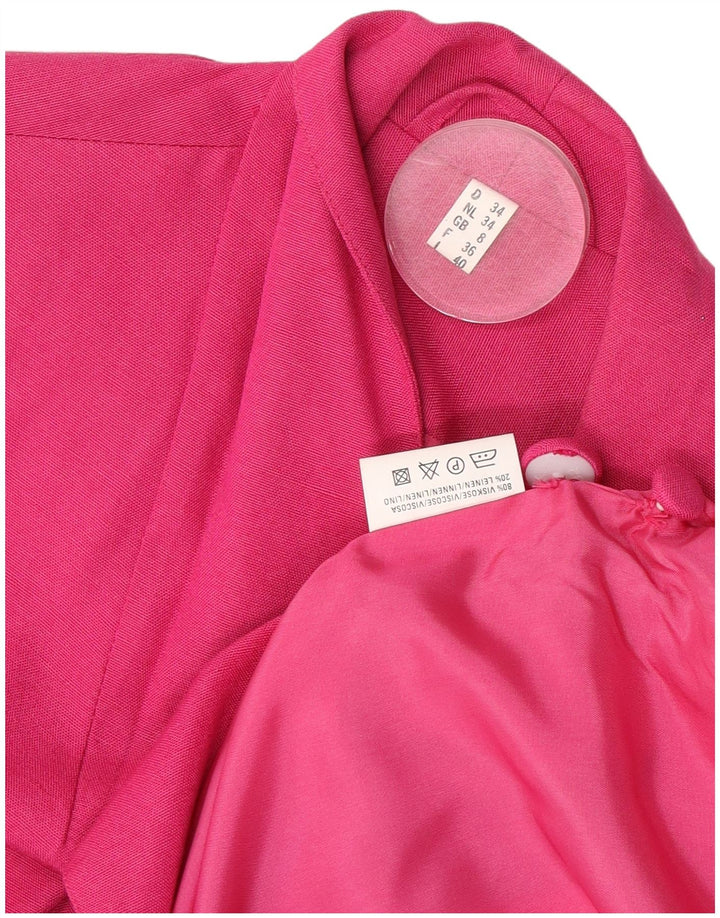 Giacca blazer vintage da donna a 3 bottoni UK 8 piccola viscosa rosa