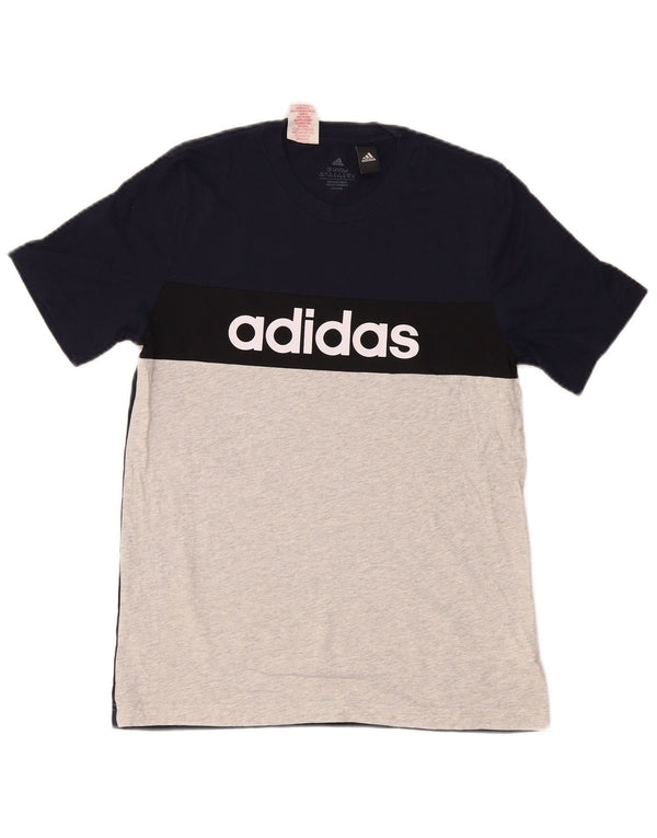 T-shirt grafica da ragazzo Adidas Top 13-14 anni in cotone color block blu navy