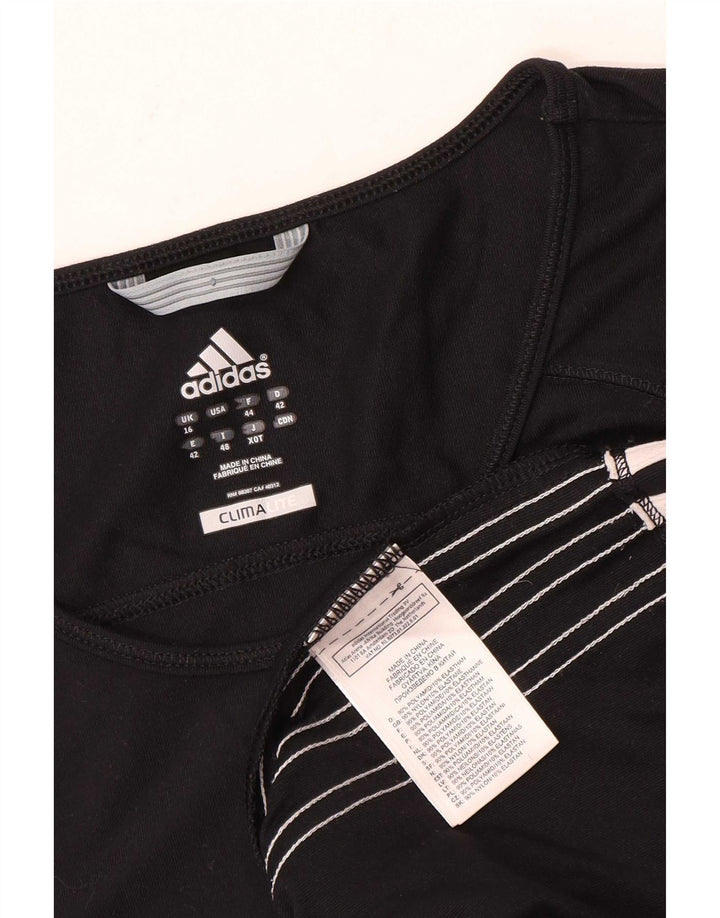 Maglietta Adidas Climalite da donna Top UK 16 Large Nera in poliammide