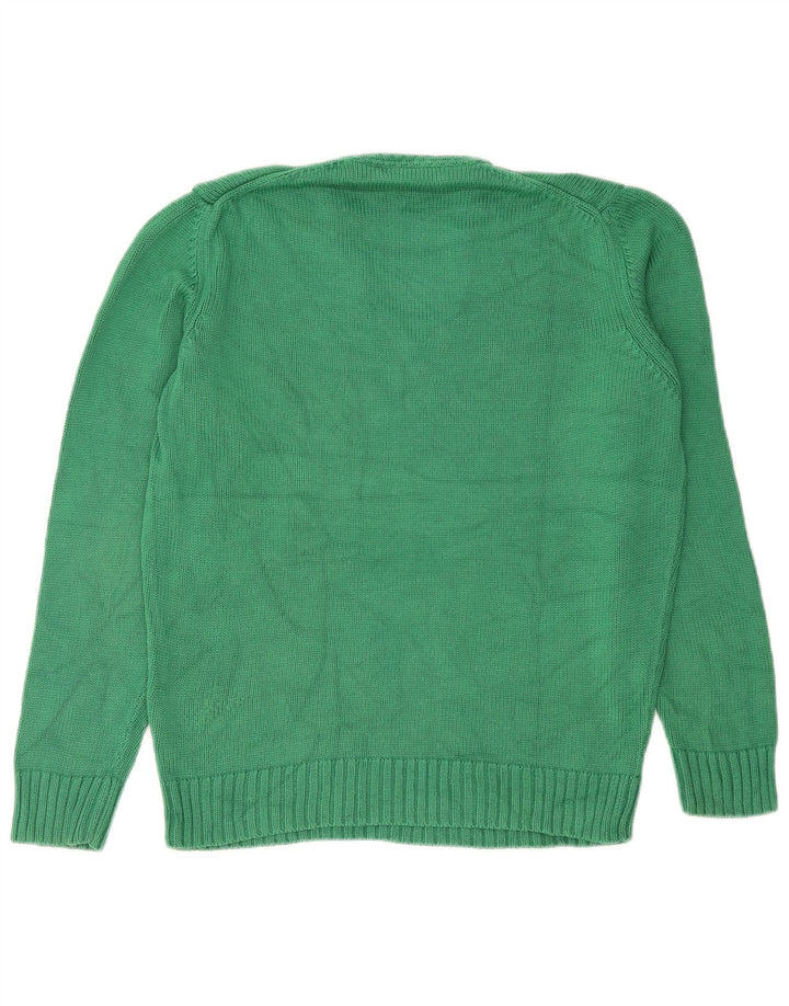 Maglione Zara da uomo con scollo a V grande in cotone verde