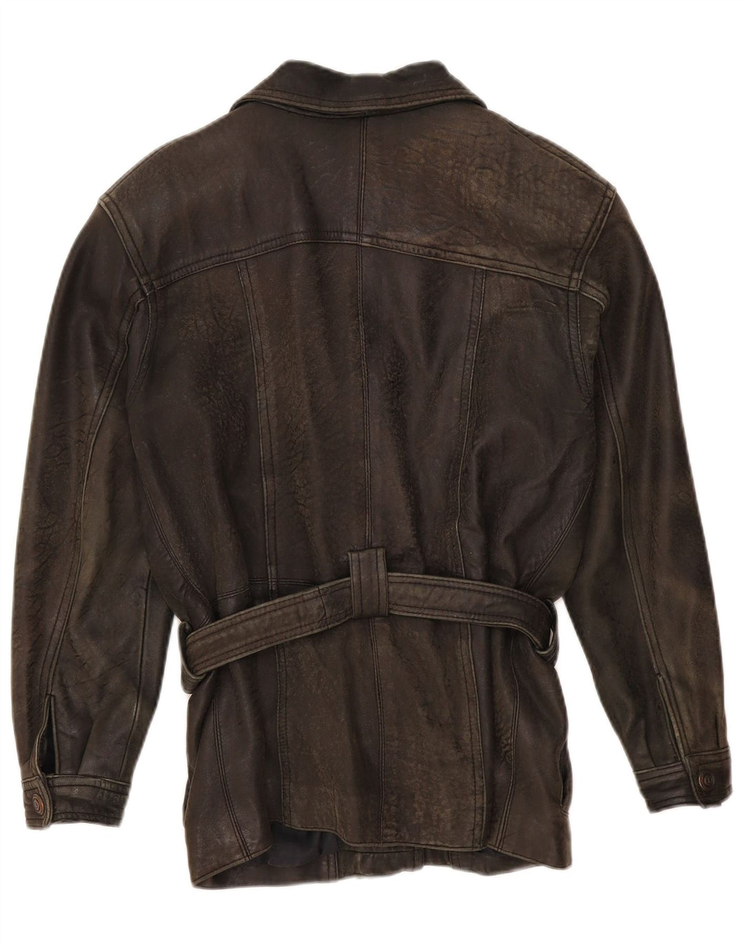 Giacca da motociclista oversize in pelle da donna vintage UK 10 Piccola pelle marrone