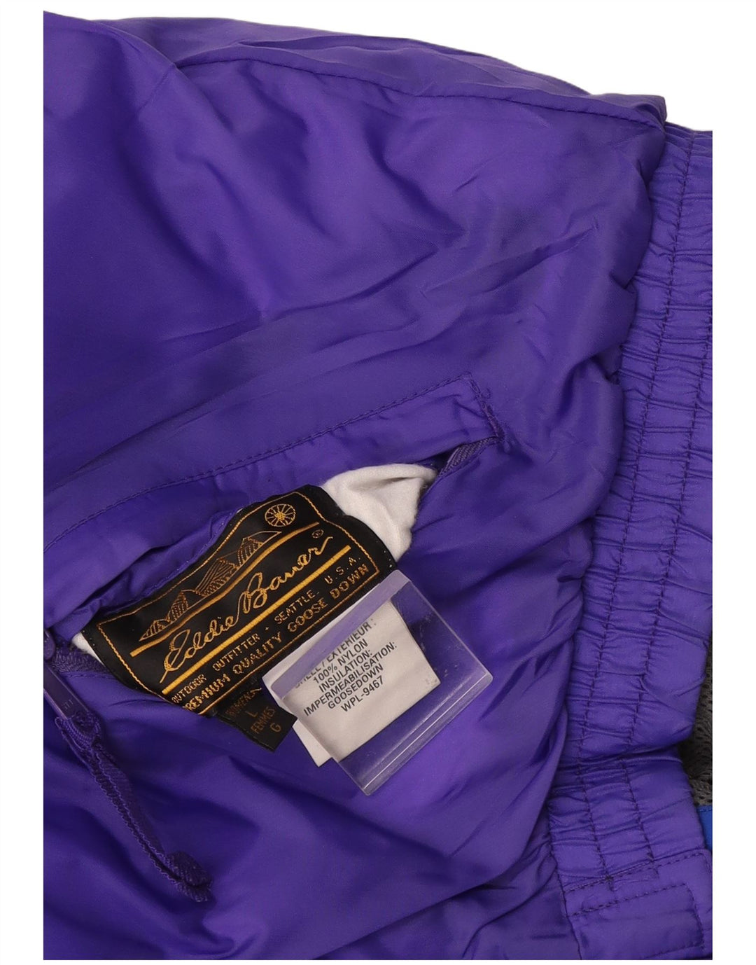 Giacca imbottita oversize con cappuccio da donna Eddie Bauer UK 16 Large Viola