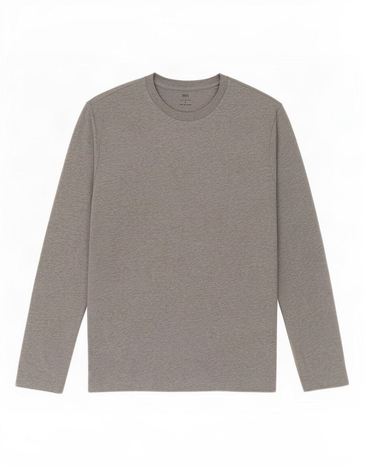 Marks & Spencer Top da uomo vestibilità regolare a maniche lunghe in cotone chiazzato grigio grande
