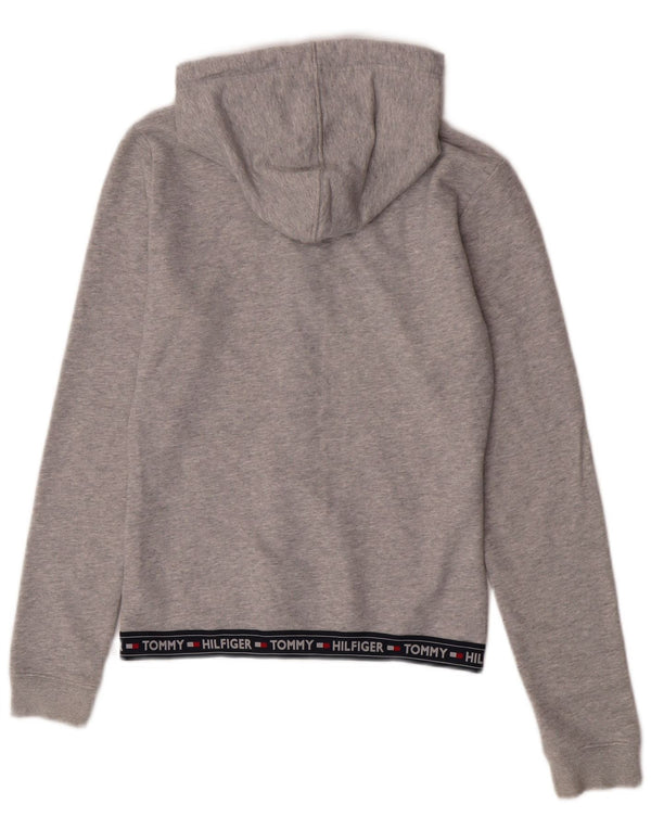 Maglione con cappuccio e zip grafica da donna Tommy Hilfiger UK 10 piccolo cotone grigio